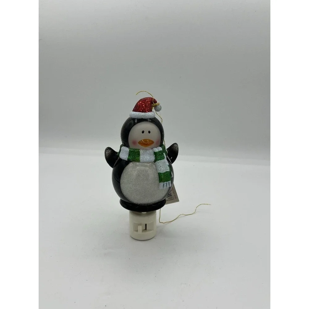 Novelty Lights LED Penguin with Scarf Christmas Night Light with Swivel Plug